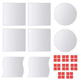 16 Piece Mirror Titles Multi-Shape Glass