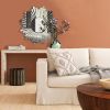 28 Inch Round Floating Wall Mirror with Sunburst Design Frame; Silver; DunaWest