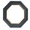 32 Inch Octagonal Shape Wooden Floating Frame Flat Wall Mirror; Gray; DunaWest