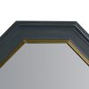 32 Inch Octagonal Shape Wooden Floating Frame Flat Wall Mirror; Gray; DunaWest