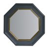 32 Inch Octagonal Shape Wooden Floating Frame Flat Wall Mirror; Gray; DunaWest