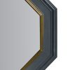 32 Inch Octagonal Shape Wooden Floating Frame Flat Wall Mirror; Gray; DunaWest