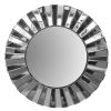 28 Inch Round Floating Wall Mirror with Mirrored Frame Work; Silver; DunaWest